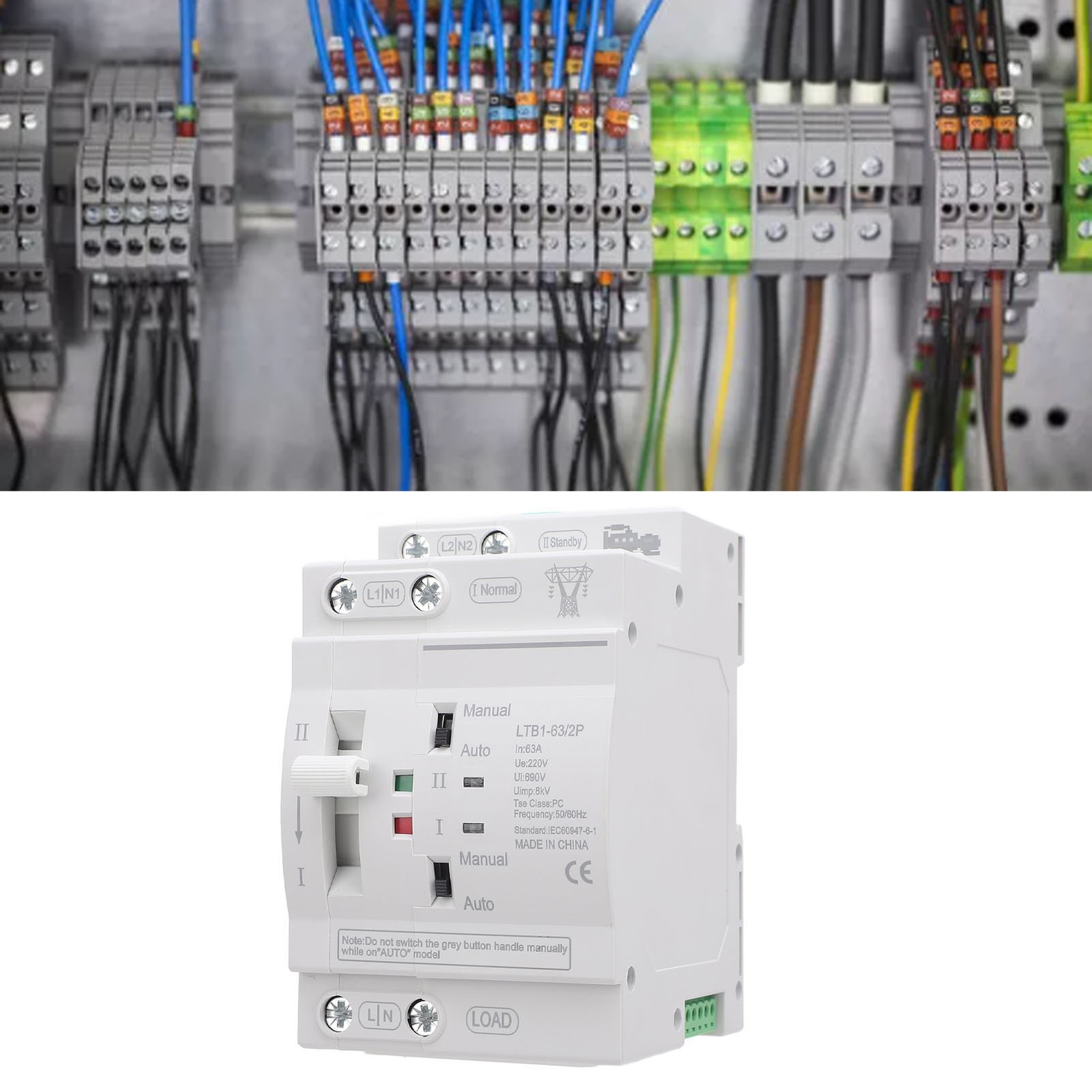 Automatic Transfer Switch 63A 2P DIN Rail ATS Power Transfer Switch Tool Hot☜
