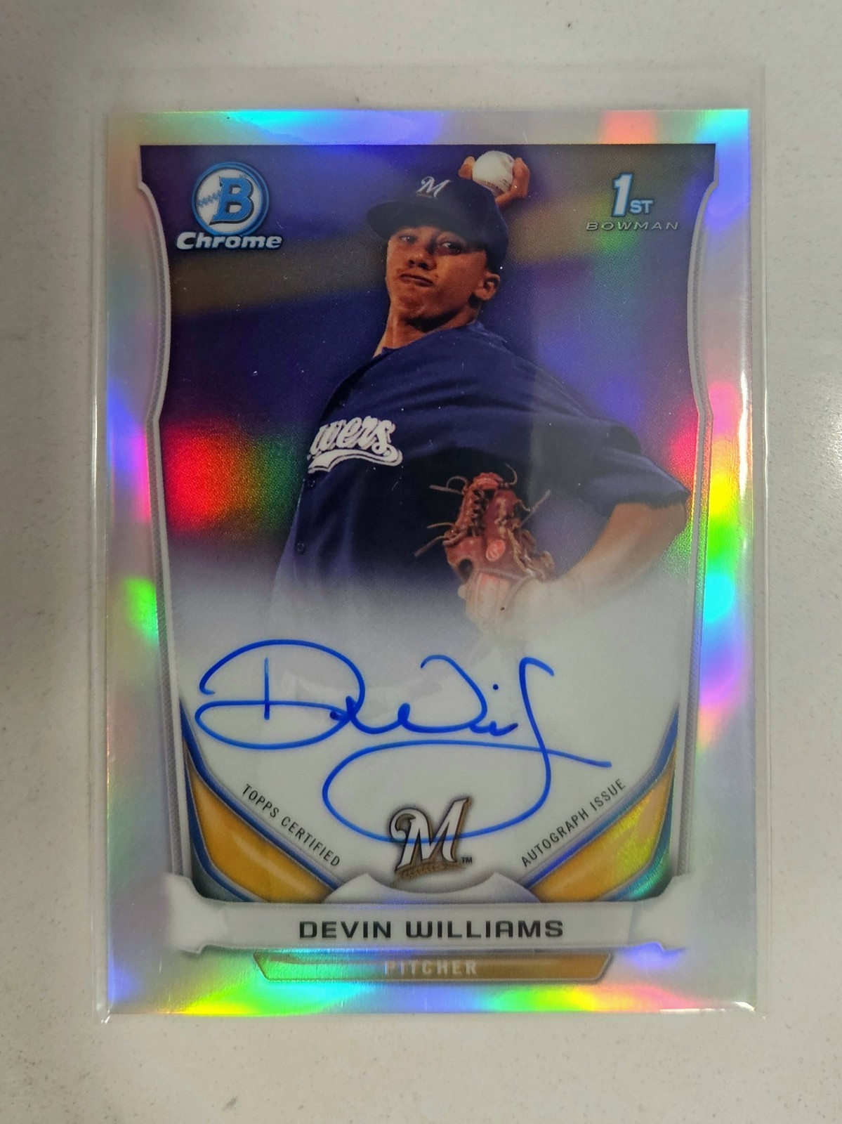 2014 Bowman Chrome Devin Williams 1st RC Refractor #/500 AUTO YANKEES Autograph