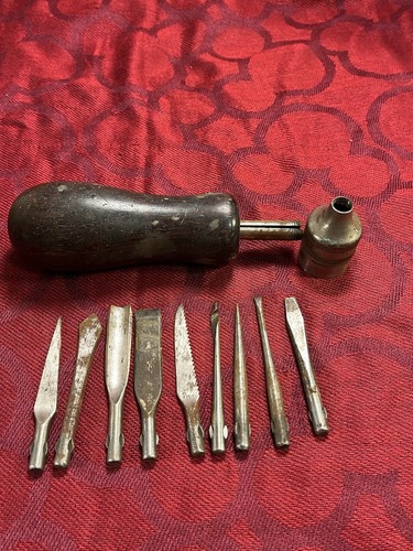 Vintage The G.L.Holt Co. HFD Ct Multi Tool Wood Handle Screwdriver 9 Pc. -- 8891 - Picture 1 of 11