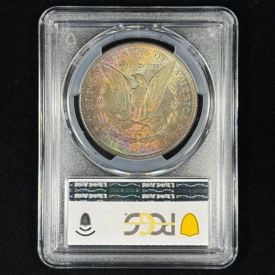 1887 $1 MS64 Toned Morgan Dollar - PCGS Gold Shield - Beautiful Rainbow Toning - Image 3 of 4