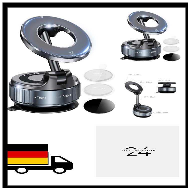 Vakuum-Magnet-Handyhalterung | 360° Drehbar | 80 lbs Tragkraft