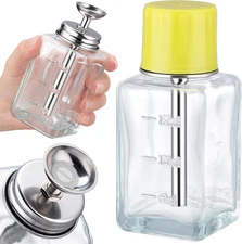6Oz / 180Ml Glass Push down Pump Dispenser with Cover, Acetone Pump Dispenser Al