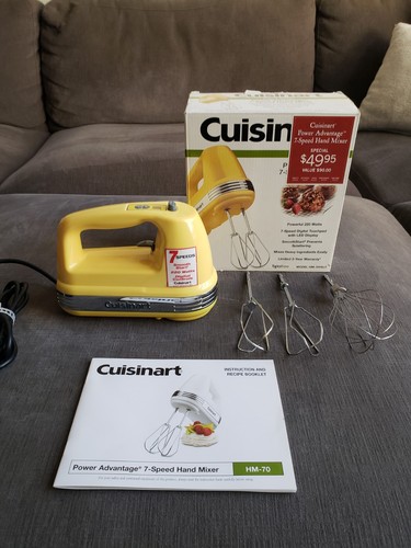 RARE! Cuisinart Power Advantage 7 Speed Hand Mixer HM-70 YELLOW -  USED ONCE! 