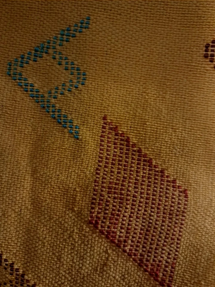 Moroccan Handmade Cactus Silk 21"X 20'' Sabra Pillow Cusion Yellow Embroidered - Image 4 of 4