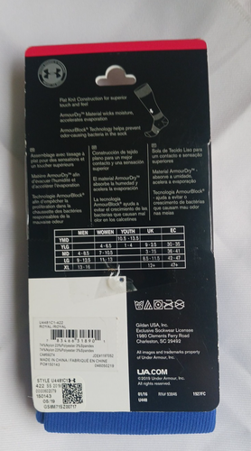 UNDER ARMOUR Royal Blue UA Soccer Over-the-Calf socks YLG 1-4 New - Picture 2 of 2