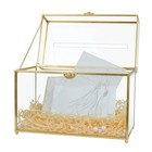 Glass Wedding Card Box with Slot, Large Clear Card Box Gold Brass Gift Card S...