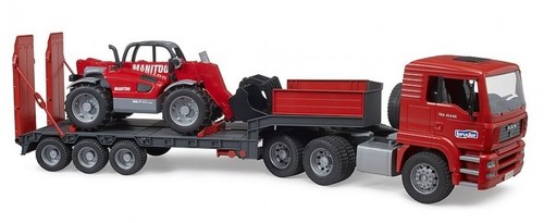 BRUDER, MAN TGA 6x4 avec porte engins et Télescopique MANITOU MLT 633, échell... - Picture 2 of 5