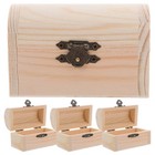4 Stück DIY-Bastelbox aus Holz: Unfertiger, schlichter Piratenschatz aus Holz
