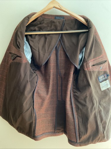 Vintage Genuine Oregon Tweed Pendleton Wool Blazer Size 42 Brown Elbow Patches - Picture 4 of 9