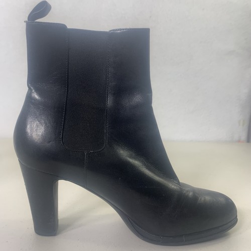 Lauren Ralph Lauren Black Leather Chelsea Boots Block Heel Pull-On Sz 7M - Picture 7 of 12