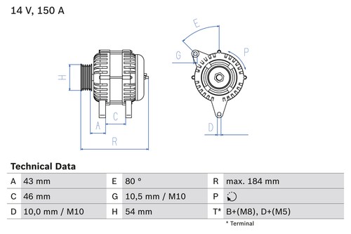 Alternator fits PEUGEOT 807 2.0D 2.2D 02 to 06 Bosch 5702A0 5702A1 5705AA 5705ER - Picture 2 of 7