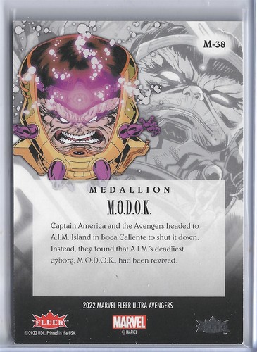 Medallion Fleer Ultra Avengers 2022 M-38 M.O.D.O.K. MODOK SKC - Imagen 2 de 2