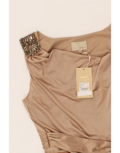 DEBENHAMS Womens Sleeveless Maxi Dress UK 14 Large Gold Polyester BC02 - Picture 4 of 4