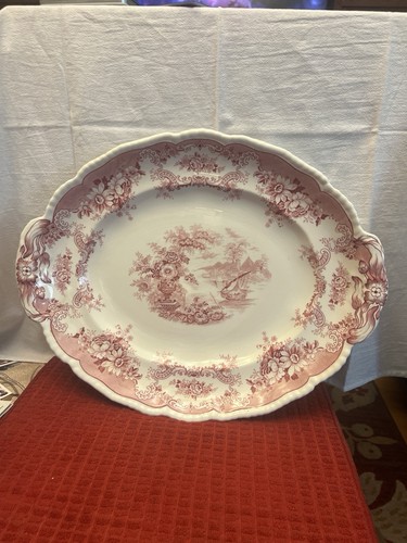 Maddock, John & Sons China BOMBAY-RED (SCALLOPED) 17" Oval Serving Platter - Picture 19 of 21