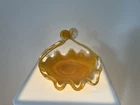 Vintage Art Glass Scalloped Bowl With Handle Tangerine And White Murano Style