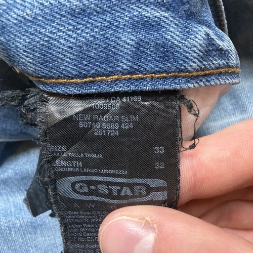 G Star RAW Jeans Men 33x32 Blue New Radar Slim Fit Cotton Streetwear Ripped - Picture 8 of 15