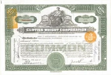 Curtiss-Wright Corporation - 1951 dated Aviation Stock Certificate - Aviation