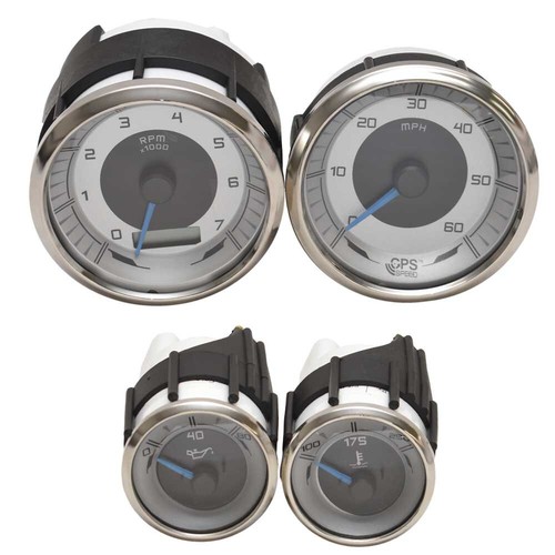 Faria Boat Gauge Set | Mercury w/ GPS Speedometer Silver (Set of 4) - Picture 2 of 4