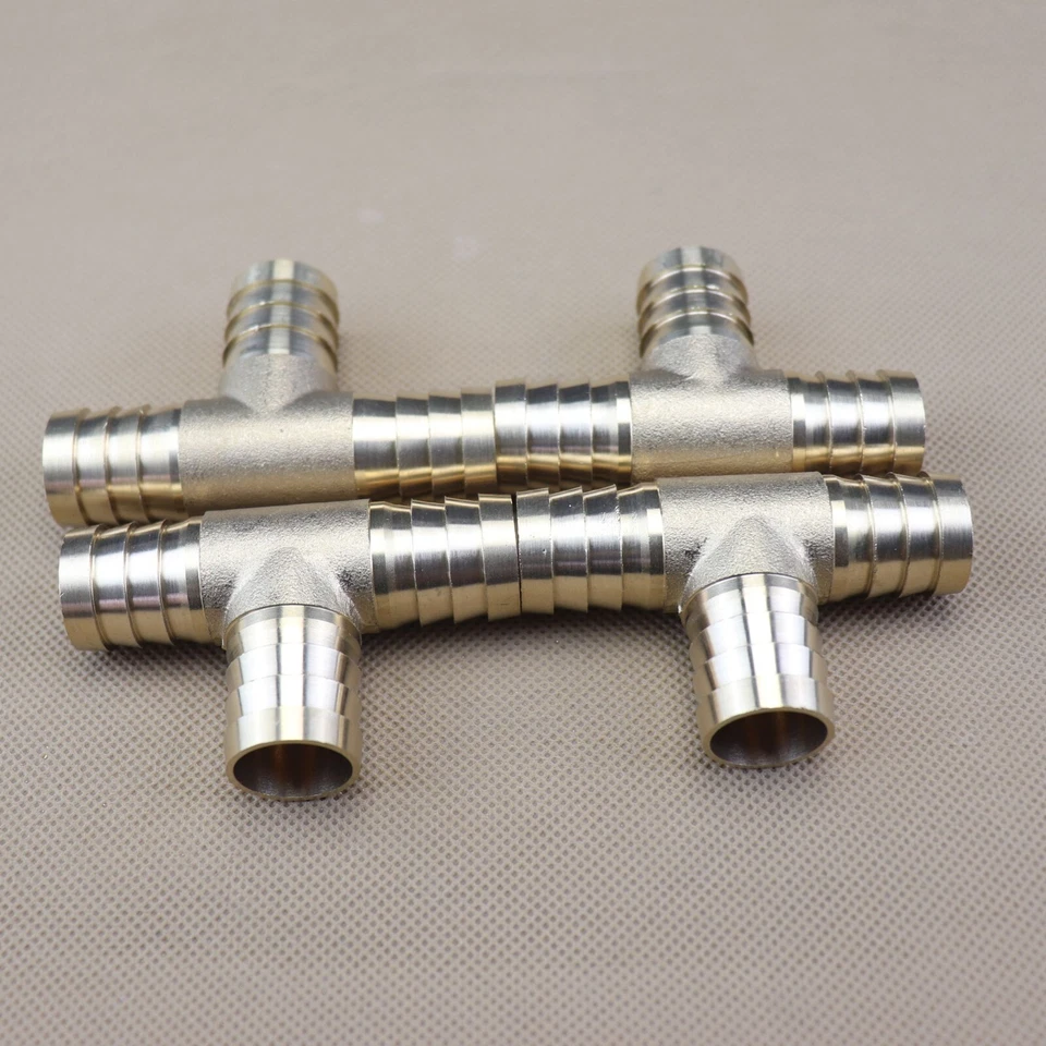 4 шт латунных штуцера шланга Tee3 Way 3/4 дюйма 19 мм фитинг трубы соединитель топлива воды газа - Изображение 4 из 4