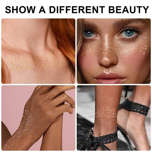 Glitter Freckles Face Tattoo 20PCS Glitter Freckles Gold Face Glitter Makeup ... - Picture 2 of 9