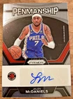 Jalen McDaniels Auto Penmanship 2023-24 Panini Prizm #PNM-MCD Raptors 76ers NBA