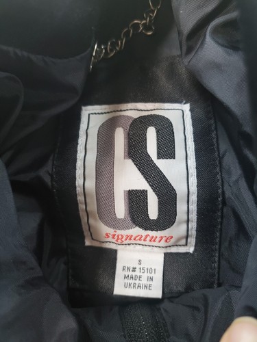 Vntg CS Signature Jacket Womens Small Removable Hood Black Satin Made in Ukraine - Picture 7 of 11