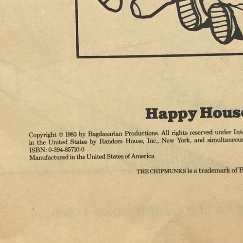 1983 Happy House A Chipmunk Christmas A Story To Color Book By Janice Karman - Foto 4 di 11