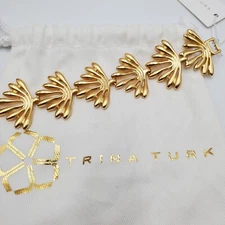 Trina Turk Bracelet Womens 7in Gold Tone Retro Botanicals Flower Burst Links NEW
