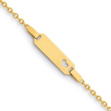 14k Yellow Gold Child's Heart ID Bracelet BID84-6