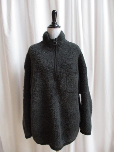 Aerie Size L Womens Sherpa Quarter Zip Sweater Chest Pocket Smoked Grey - Picture 7 of 7