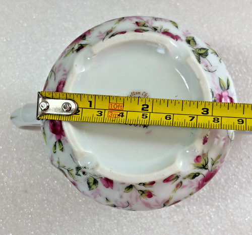 VINTAGE LEFTON PINK ROSE CHINTZ COVERED SUGAR BOWL & Stacked Ashtray Set ~ 6 Pc. - Picture 12 of 14