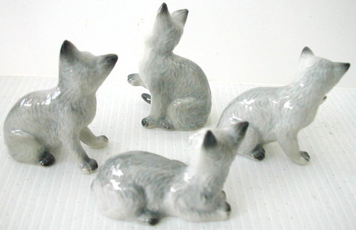 KLIMA E233 Miniature statuette en porcelaine - CHAT 4 CHATS GRIS CAT - Imagen 3 de 4