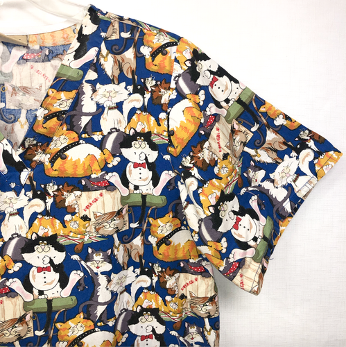 Camisa Médica Tafford Amante de los Gatos Talla Grande Azul Enfermera Veterinaria Tecnología Rayos X Gato Perdido - Imagen 5 de 8
