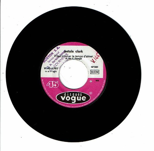 Pétula CLARK Vinyle 45T FAUT TROUVER TEMPS D'AIMER -PETIT CHIEN NOIR -VOGUE 1707 - Imagen 2 de 3