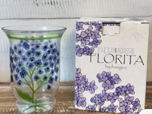 Fifth Avenue CRYSTAL Florita HYDRANGEA candle holder / VASE 6" hurricane NIB