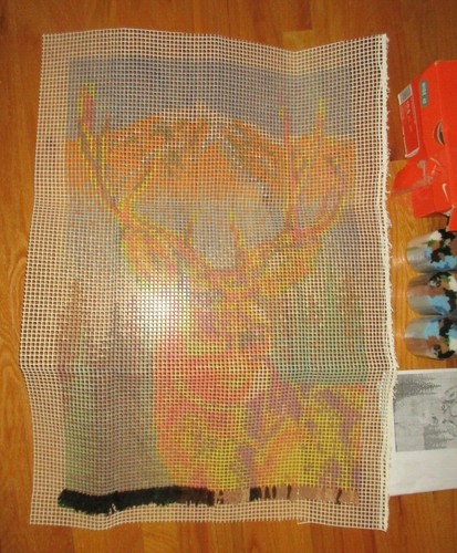 Wonderart Classics Male Deer Buck Stag Latch Hook Kit 20" X 30" Started - Picture 8 of 10