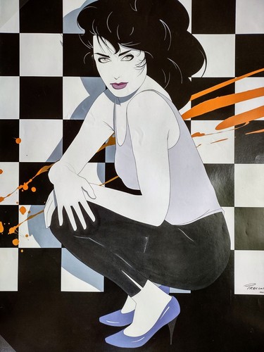 Luis Preciado Kunst Poster von 1990 RAR! Tanktop und lila Pumps SIGNIERT! - Bild 4 von 4