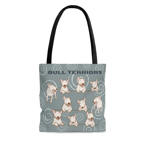 Bull Terrier Tote Bag Unisex 3 Sizes Bully Bag Blue Ivory All Purpose ORIGINAL - Picture 2 of 7