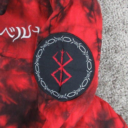 Berserk Jacket Mens XXL 2XL Red Tie Dye Denim Full Zip Bomber Brand Of Sacrifice - Picture 5 of 15