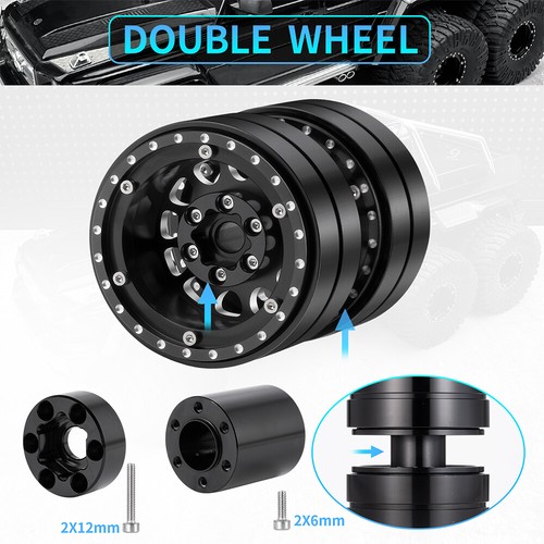 Ruedas Beadlock dobles de 1,9" 2 piezas/4 piezas rueda doble radiocontrol para coche de radiocontrol SCX10 TRX-4 TRX6 - Imagen 8 de 12