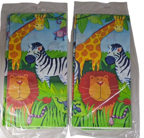 Jungle Animals Party Table Decor Paper Tablecovers 54x102" Banner Jungle Safari - Picture 3 of 10