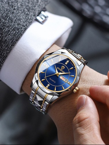 Reloj Pulsera Hombre Impermeable Clásico Acero Inoxidable Cuarzo Luminoso Lujo - Imagen 13 de 20