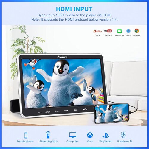 10.1" Car Headrest DVD Player Rear-Seat Monitor for Kids HDMI AV in & Out USB SD - Picture 10 of 10