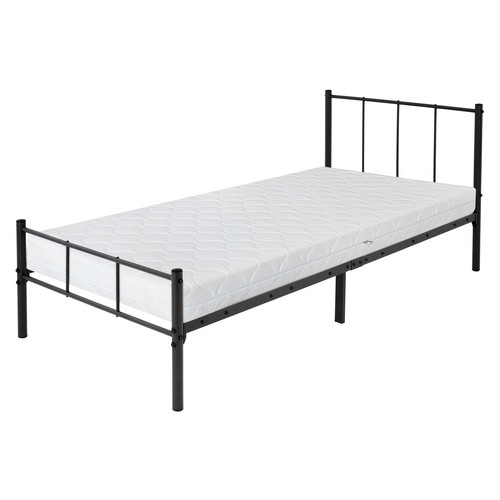 Cama de estructura metalica negra 90x200 cm con colchón de espuma fría 16 cm