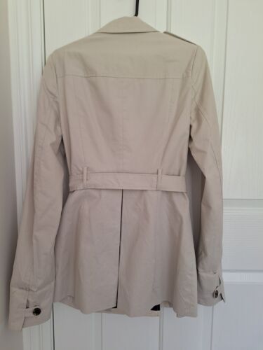 Portmans Womens light grey/beige Trench Coat with black/cream stripe Size 10 - Picture 4 of 6
