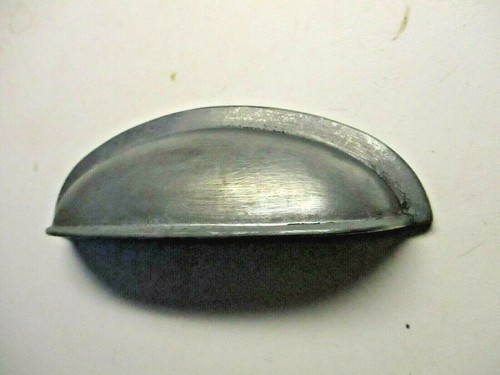 TH Drawer Cup Pull Handle Satin Bare Diecast Zinc Looks Pewter 3" Centers 1 MCM - Picture 2 of 8