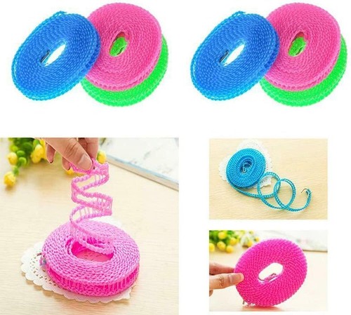 3er Pack Winddichte Nylon Wäscheleine Verstellbar Wäschetrockenseil Wäscheleine - Bild 2 von 11
