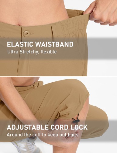 Women's Cargo Capris Hiking Pants Lightweight Quick Dry Travel Golf Long Shorts - Picture 4 of 79