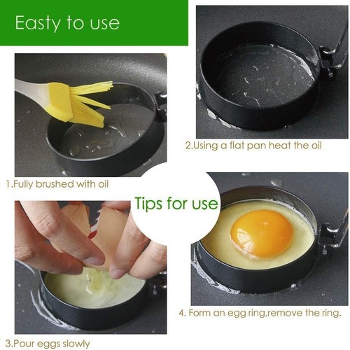 Spiegeleiform für Bratpfanne Egg Ring Rund 4 Stück Ei Ring Eierringe Edelstah... - Bild 3 von 8