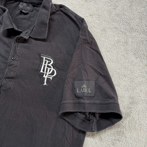 Vintage Y2K Blac Label Polo Shirt Mens Black 3XL Embroidered Graphic Print - Picture 4 of 6